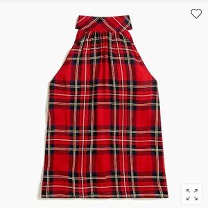 J.crew Tartan tie-neck tank top